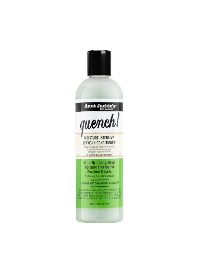 Aunt Jackie's Curls and Coils Quench Moisture Intensive Leave-In Hair Conditioner for Natural Curls, Coils and Waves, Enriched with Shea Butter, 12 oz